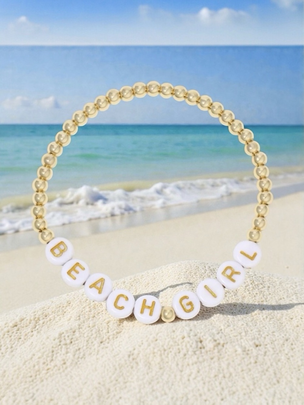 Hand Crafted Gold Summer Bead Stretch Bracelets